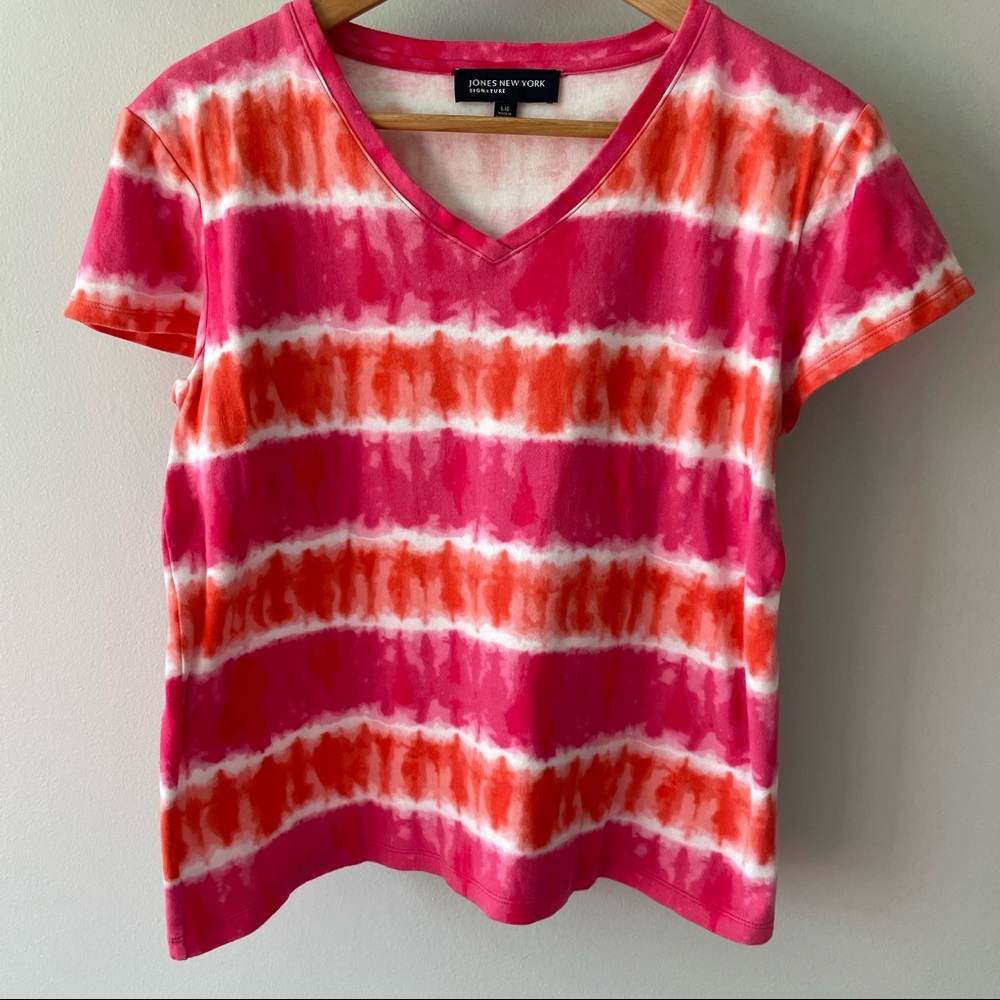 Jones New York tie dye stripe tee; Large